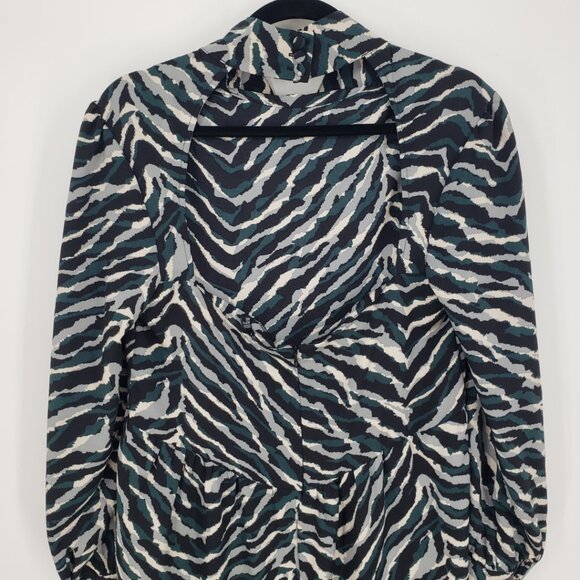 Nasty Gal Zebra Print Midi Dress 8 Long Sleeves High Low Hem Green Black - Picture 8 of 11